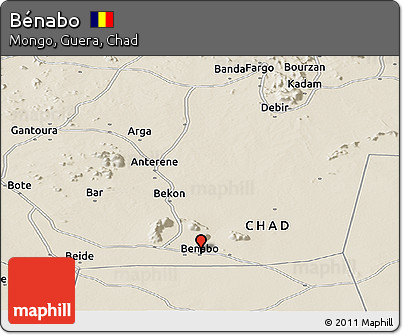 Shaded Relief Panoramic Map of Bénabo