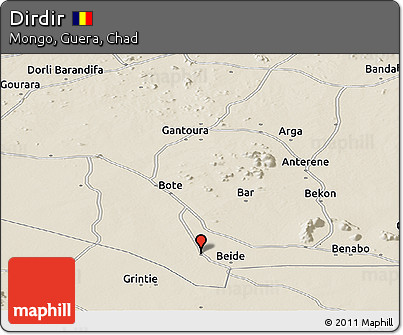 Shaded Relief Panoramic Map of Dirdir