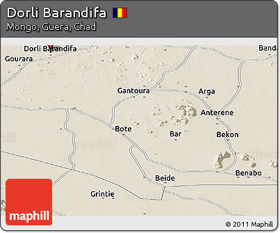 Shaded Relief Panoramic Map of Dorli Barandifa