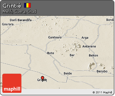 Shaded Relief Panoramic Map of Grintié