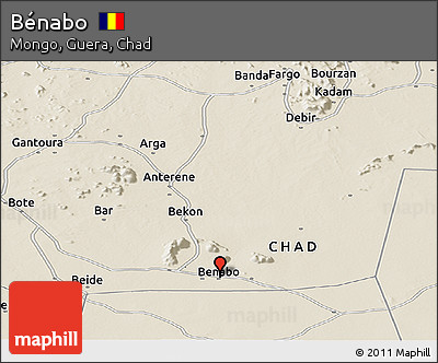 Shaded Relief Panoramic Map of Bénabo