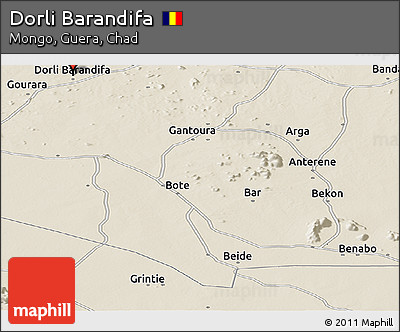 Shaded Relief Panoramic Map of Dorli Barandifa