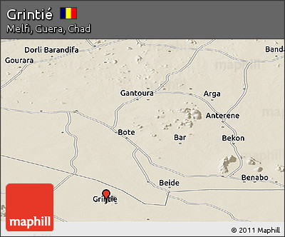 Shaded Relief Panoramic Map of Grintié