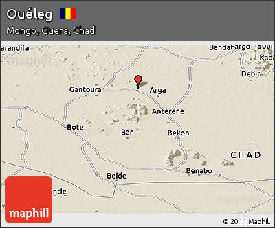 Shaded Relief Panoramic Map of Ouéleg