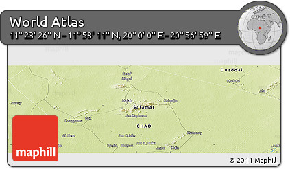 Physical Panoramic Map of the Area around 11° 40' 49" N, 20° 28' 30" E