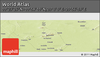 Physical Panoramic Map of the Area around 11° 40' 49" N, 20° 28' 30" E