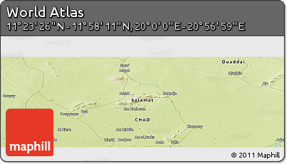 Physical Panoramic Map of the Area around 11° 40' 49" N, 20° 28' 30" E