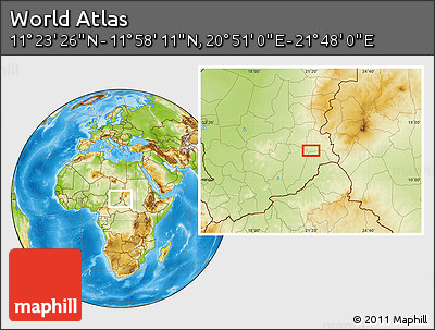 Physical Location Map of the Area around 11° 40' 49" N, 21° 19' 30" E