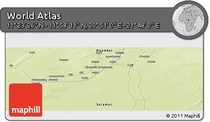 Physical Panoramic Map of the Area around 11° 40' 49" N, 21° 19' 30" E