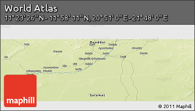 Physical Panoramic Map of the Area around 11° 40' 49" N, 21° 19' 30" E