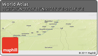 Physical Panoramic Map of the Area around 11° 40' 49" N, 21° 19' 30" E