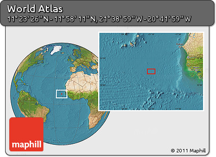 Satellite Location Map of the Area around 11° 40' 49" N, 21° 10' 29" W