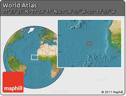 Satellite Location Map of the Area around 11° 40' 49" N, 21° 10' 29" W