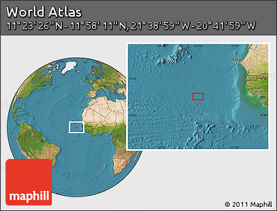 Satellite Location Map of the Area around 11° 40' 49" N, 21° 10' 29" W