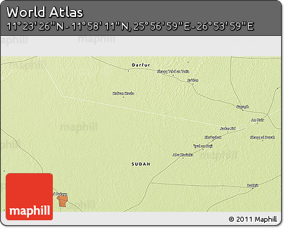 Physical 3D Map of the Area around 11° 40' 49" N, 26° 25' 29" E