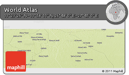 Physical Panoramic Map of the Area around 11° 40' 49" N, 27° 16' 29" E