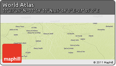 Physical Panoramic Map of the Area around 11° 40' 49" N, 27° 16' 29" E