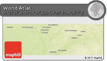 Physical Panoramic Map of the Area around 11° 40' 49" N, 28° 7' 30" E