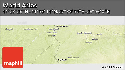 Physical Panoramic Map of the Area around 11° 40' 49" N, 28° 7' 30" E