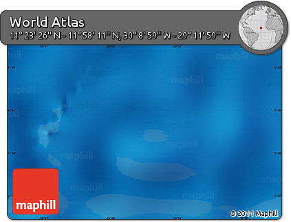 Shaded Relief Map of the Area around 11° 40' 49" N, 29° 40' 29" W
