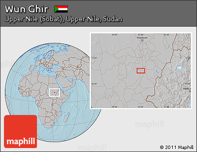Gray Location Map of Wun Ghir, hill shading