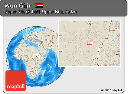 Shaded Relief Location Map of Wun Ghir