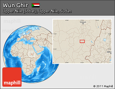 Shaded Relief Location Map of Wun Ghir