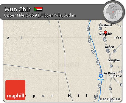 Shaded Relief Map of Wun Ghir