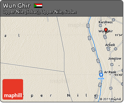 Shaded Relief Map of Wun Ghir