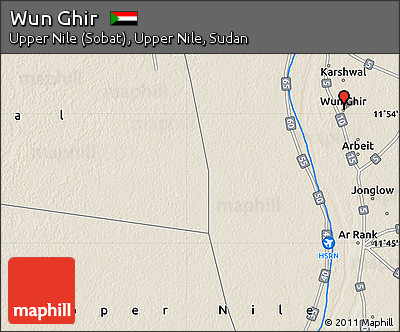 Shaded Relief Map of Wun Ghir