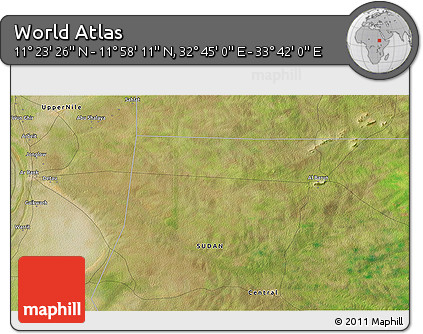 Satellite 3D Map of the Area around 11° 40' 49" N, 33° 13' 30" E