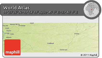 Physical Panoramic Map of the Area around 11° 40' 49" N, 33° 13' 30" E