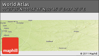 Physical Panoramic Map of the Area around 11° 40' 49" N, 33° 13' 30" E