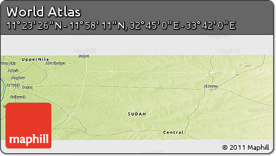 Physical Panoramic Map of the Area around 11° 40' 49" N, 33° 13' 30" E