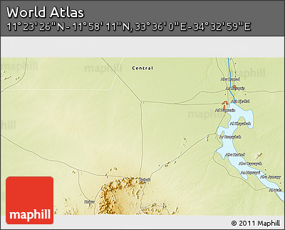 Physical 3D Map of the Area around 11° 40' 49" N, 34° 4' 30" E