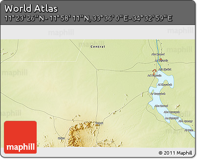 Physical 3D Map of the Area around 11° 40' 49" N, 34° 4' 30" E
