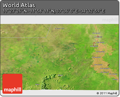 Satellite 3D Map of the Area around 11° 40' 49" N, 34° 4' 30" E