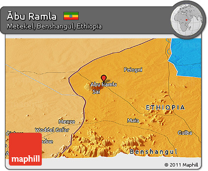 Political Panoramic Map of Ābu Ramla