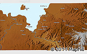 Physical 3D Map of the area around 11° 40' 49" N, 37° 28' 30" E