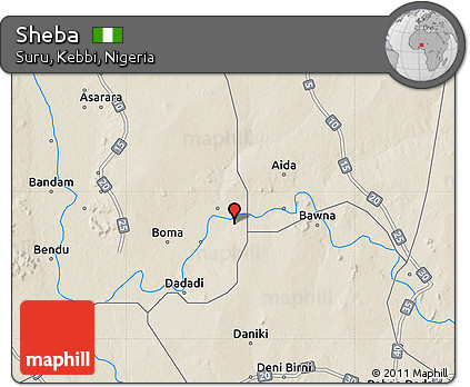 Shaded Relief Map of Sheba