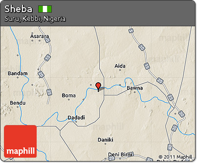 Shaded Relief Map of Sheba