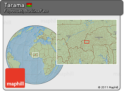 Savanna Style Location Map of Tarama, hill shading