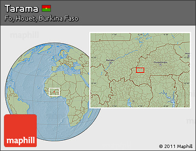 Savanna Style Location Map of Tarama, hill shading