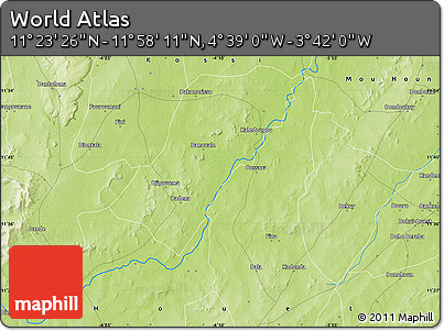 Physical Map of the Area around 11° 40' 49" N, 4° 10' 30" W