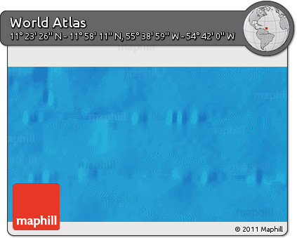 Shaded Relief 3D Map of the Area around 11° 40' 49" N, 55° 10' 29" W