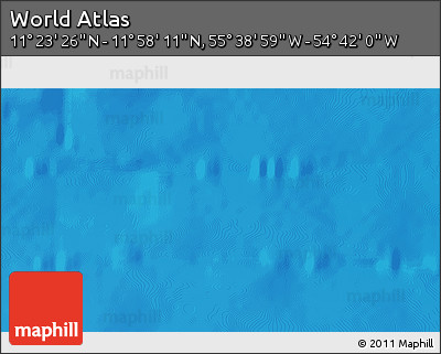 Shaded Relief 3D Map of the Area around 11° 40' 49" N, 55° 10' 29" W