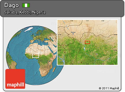 Satellite Location Map of Dago