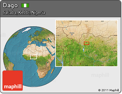 Satellite Location Map of Dago