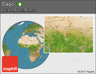 Satellite Location Map of Dago