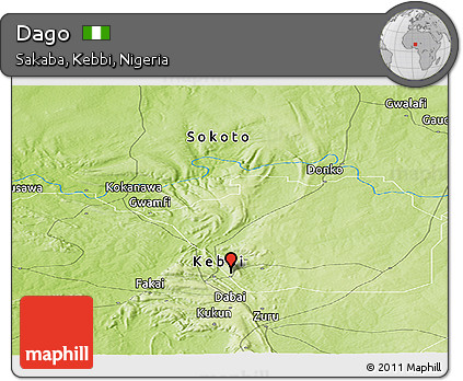 Physical Panoramic Map of Dago